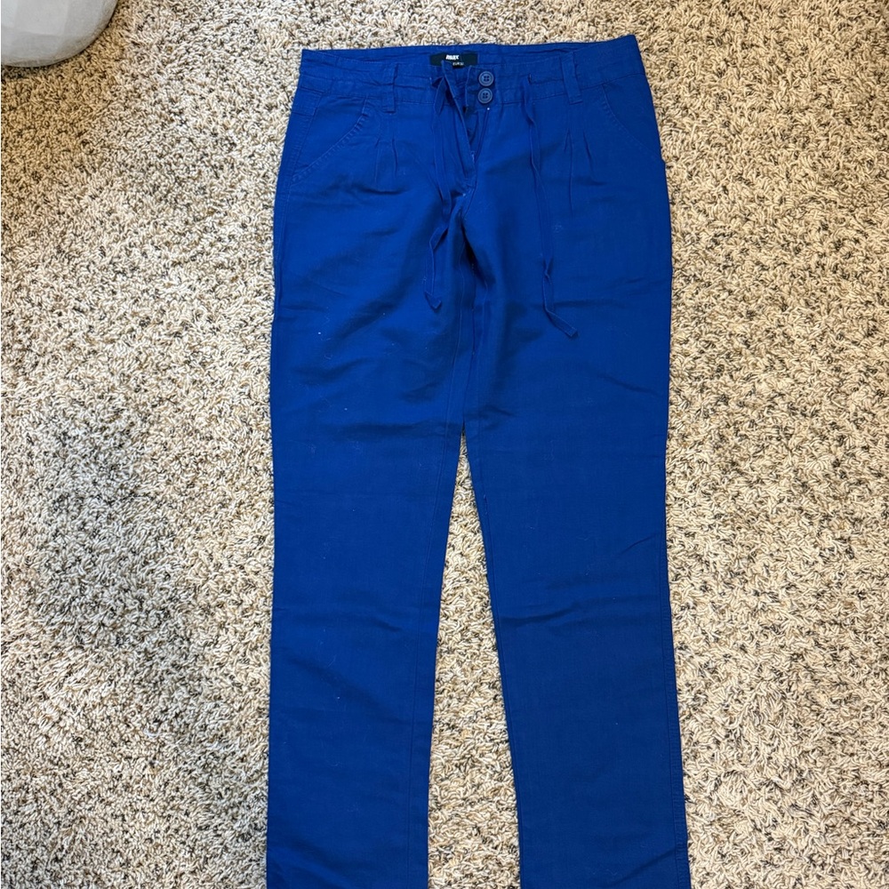Womens Royal Blue Linen Pants